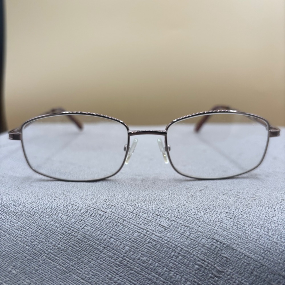 Success SS-365 Brown Metal Rectangular Eyeglass Frames 54-18-135 Chain Temple